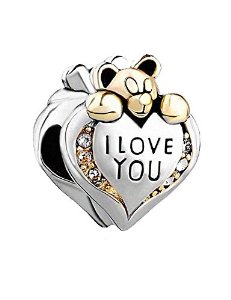 Pandora I Love You Teddy Bear Heart Charm