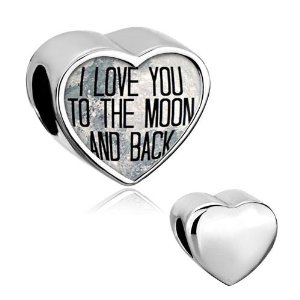 Pandora I Love You To The Moon And Back Photo Heart Charm