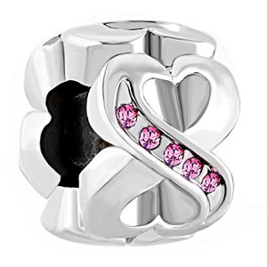 Pandora Infinity Love Heart Pink Rhinestone Charm image
