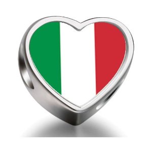 Pandora Italy Flag Heart Photo Charm