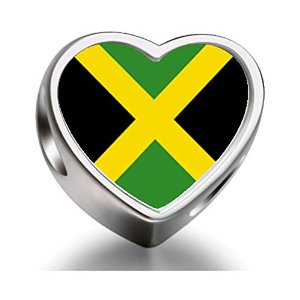 Pandora Jamaica Flag Heart Photo Charm