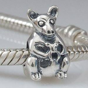 Pandora Kangaroo With Baby Silver Bead Charm