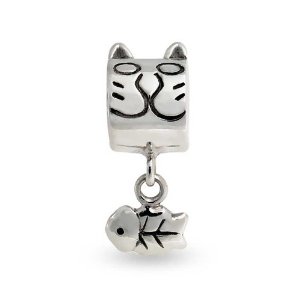 Pandora Kitty Fish Bone Dangle Charm