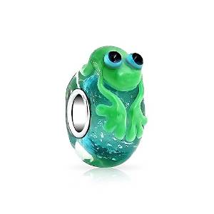 Pandora Lampwork Glass Green Frog Charm image