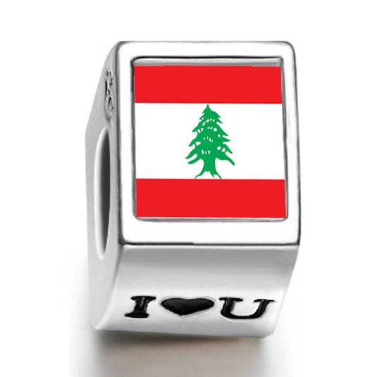 Pandora Lebanon Flag Round Photo Charm