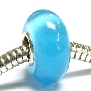 Pandora Light Blue AQUAMARINE CAT EYE Opal Charm