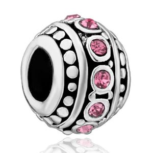 Pandora Light Pink Stripe Crystal Spacer Charm