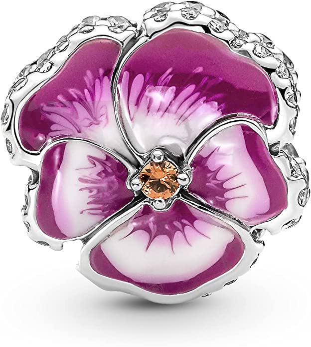 Pandora Lily Crystal Pink Flower Clear Dangle Crystal Charm image
