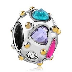 Pandora Lime Blue Pink Clear Swarovski Crystals Charm