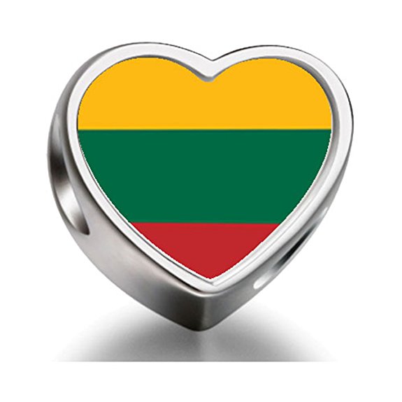 Pandora Lithuania Flag Heart Photo Charm