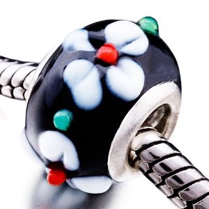 Pandora Little Flowers Black Glass Charm image