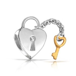 Pandora Lock Key Heart Dangle Charm
