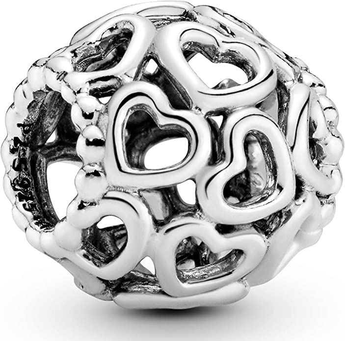 Pandora Lots Of Open Hearts Barrel Silver Charm