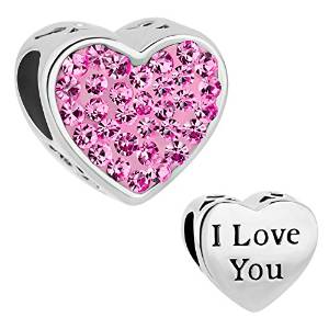 Pandora Love Heart Pink Crystal Charm image