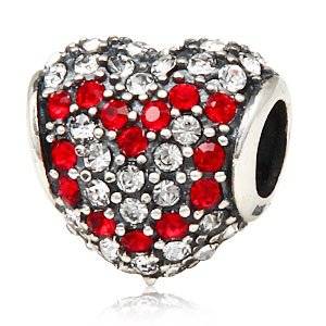 Pandora Love Heart With 2 Sparkling White Czech Crystal Charm