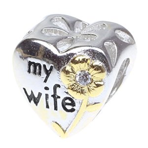 Pandora Love My Wife Heart Flower Charm