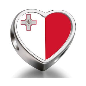 Pandora Malta Flag Heart Photo Charm