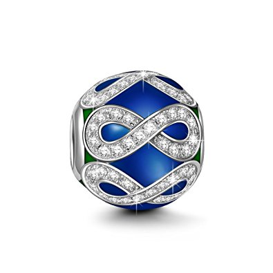 Pandora March Birthstone Aquamarine Blue Crystal Infinity Wish Charm image