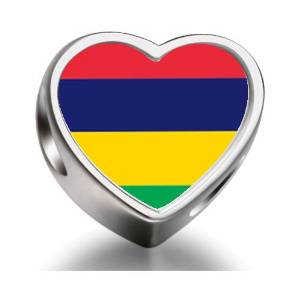 Pandora Mauritius Flag Heart Photo Charm