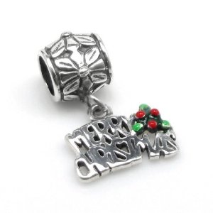 Pandora Merry Christmas Red Green Enamel Flower Dangle Charm