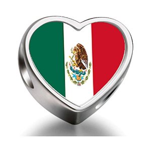Pandora Mexico Flag Heart Photo Charm