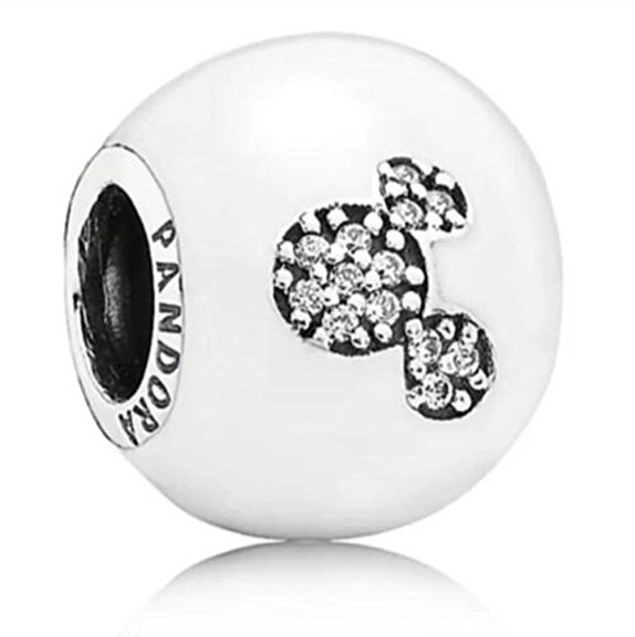 Pandora Mickey Black Clear Crystal Charm