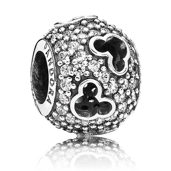Pandora Mickey Mouse Black Clear Crystals Charm image