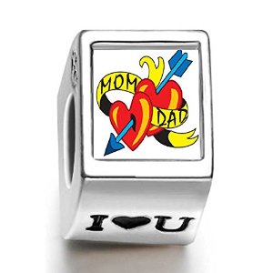 Pandora Mom Dad Heart With Arrow Photo Charm image