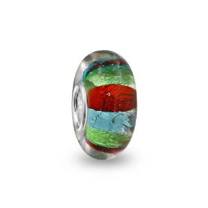 Pandora Multi Metallic Stripe Murano Glass Charm