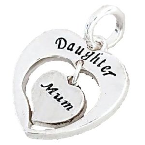 Pandora Mum Daughter Twin Hearts Dangle Charm