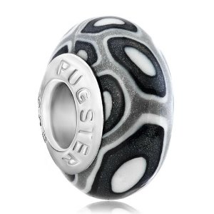 Pandora Murano Glass Black White Round Dotted Charm