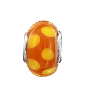 Pandora Murano Glass Orange Yellow Dots Charm image