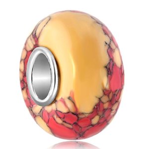 Pandora Murano Glass Orange Yellow Turquoise Charm