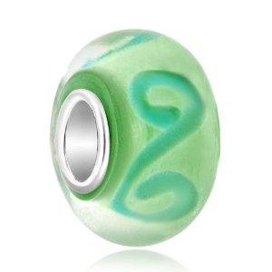 Pandora Murano Glass Peridot Green Stripes Charm image