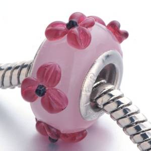 Pandora Murano Glass Pink Butterflies Bead Charm image