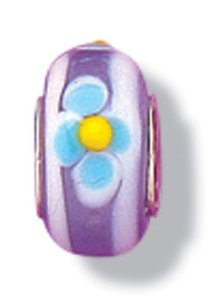 Pandora Murano Glass Purple Blue Flower Charm