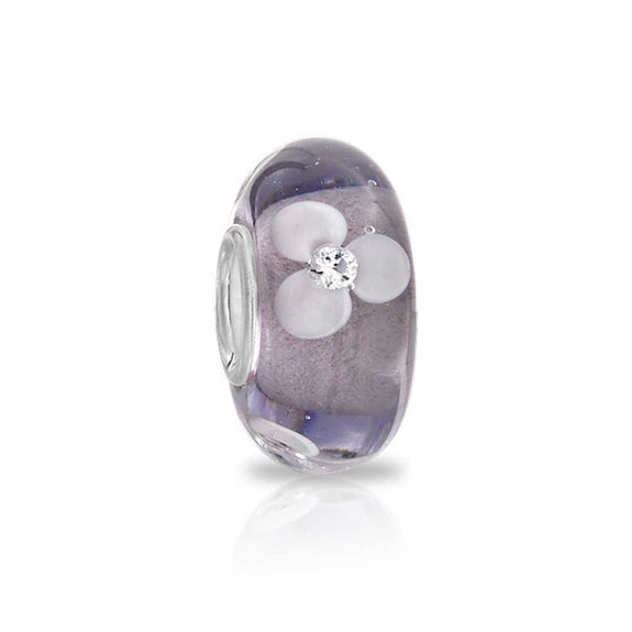Pandora Murano Glass Purple Flower Charm image
