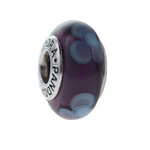 Pandora Murano Glass Purple With Flowers Charm