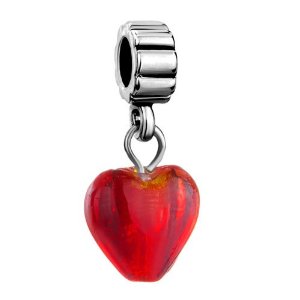 Pandora Murano Glass Red Heart Dangle Charm image
