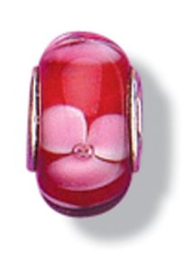 Pandora Murano Glass Red With Pink Flower Charm