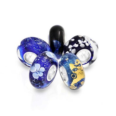 Pandora Murano Glass Sapphire Blue Floral Charm image