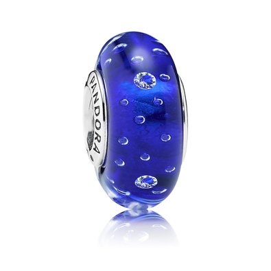 Pandora Murano Glass Sapphire Clear Bubbles Charm image