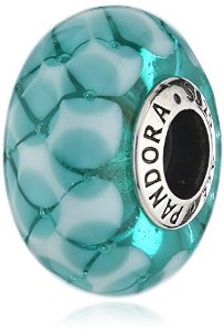 Pandora Murano Glass Teal Lattice Charm image