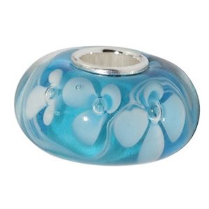 Pandora Murano Glass Turquoise Blossom Flowers Charm