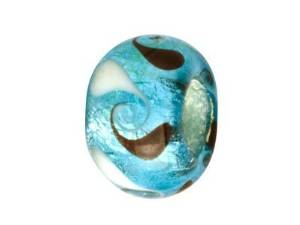 Pandora Murano Glass Turquoise With Black Swirl Charm image