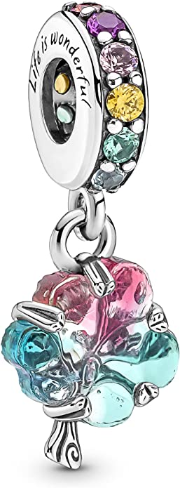 Pandora Murano Glass White And Yellow Leaf Charm image