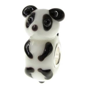 Pandora Murano Glass White Black Panda Charm image