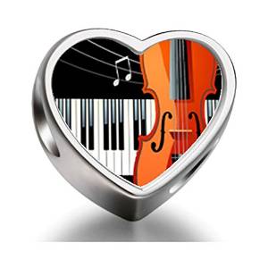 Pandora Music Piano Cello Heart Photo Charm