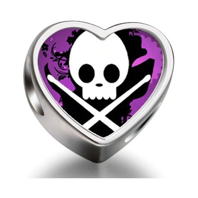 Pandora Music Theme Skull Music Heart Photo Charm