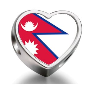 Pandora Nepal Flag Heart Photo Charm